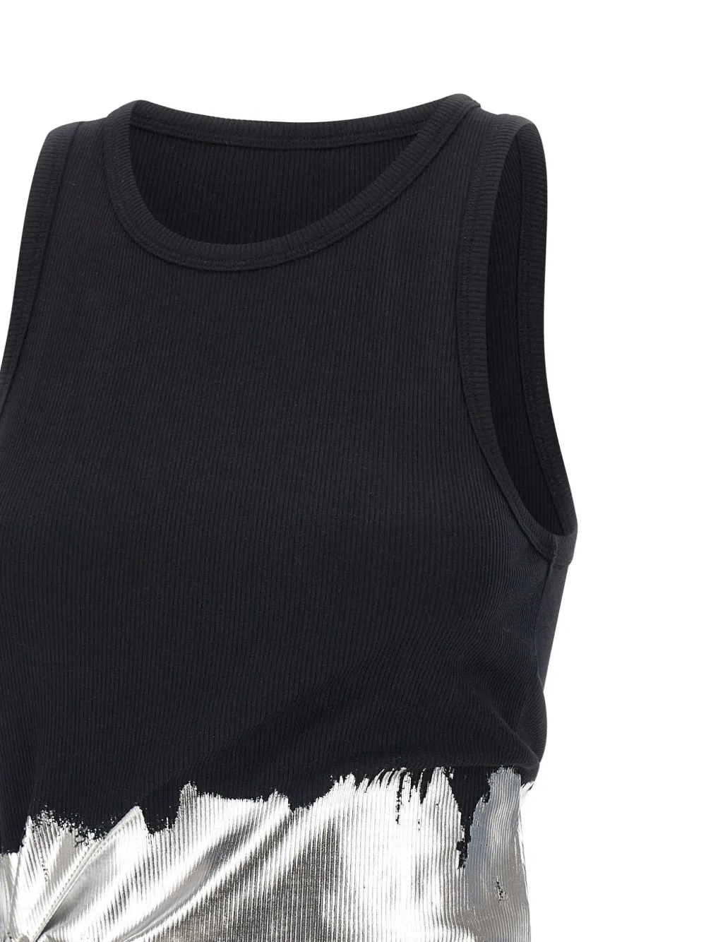 foil-finish asymmetric tank top