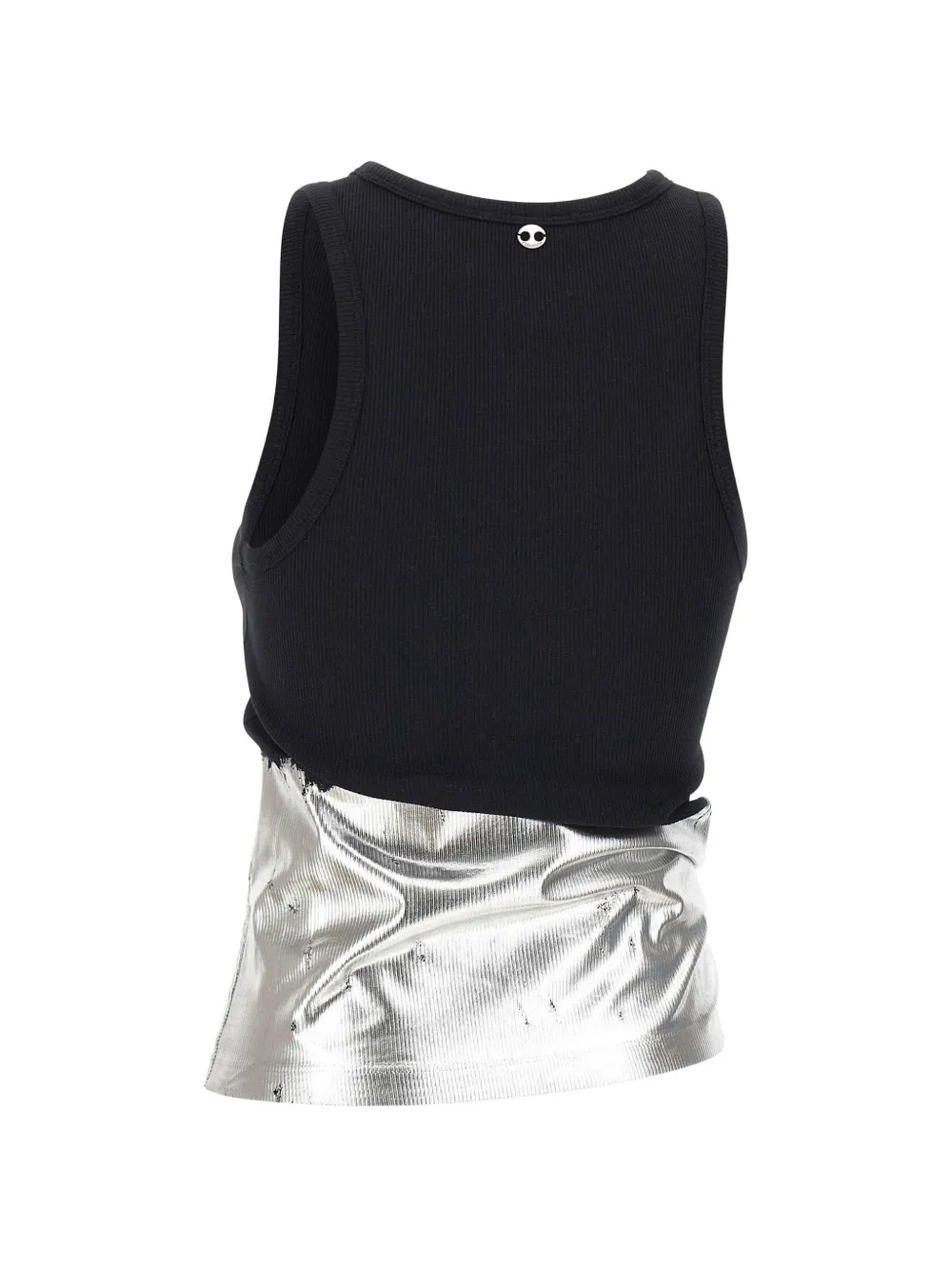 foil-finish asymmetric tank top