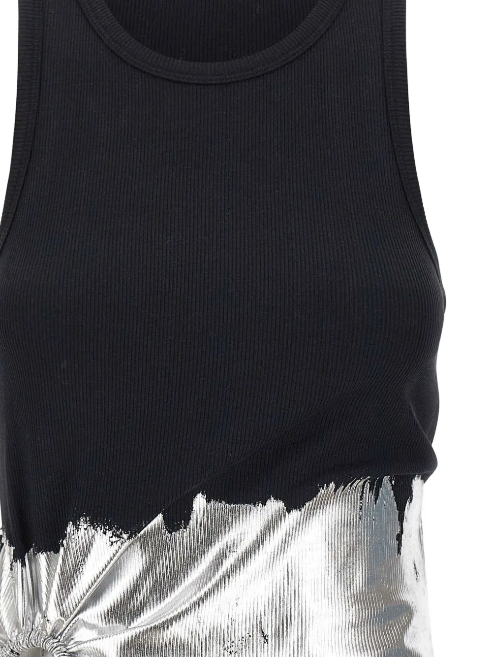 foil-finish asymmetric tank top
