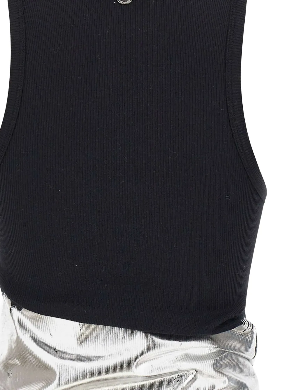 foil-finish asymmetric tank top