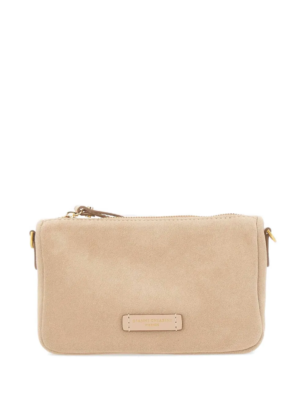 GIANNI CHIARINI Nora Pouch zip suede pouch - Toni neutri