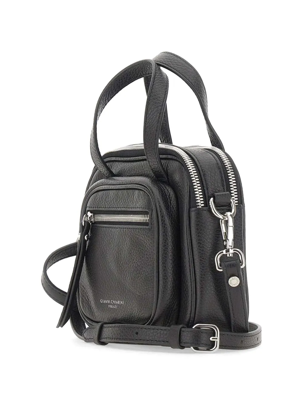  Gianni Chiarini Carré Grained Boxy Leather Mini Bag - Black 