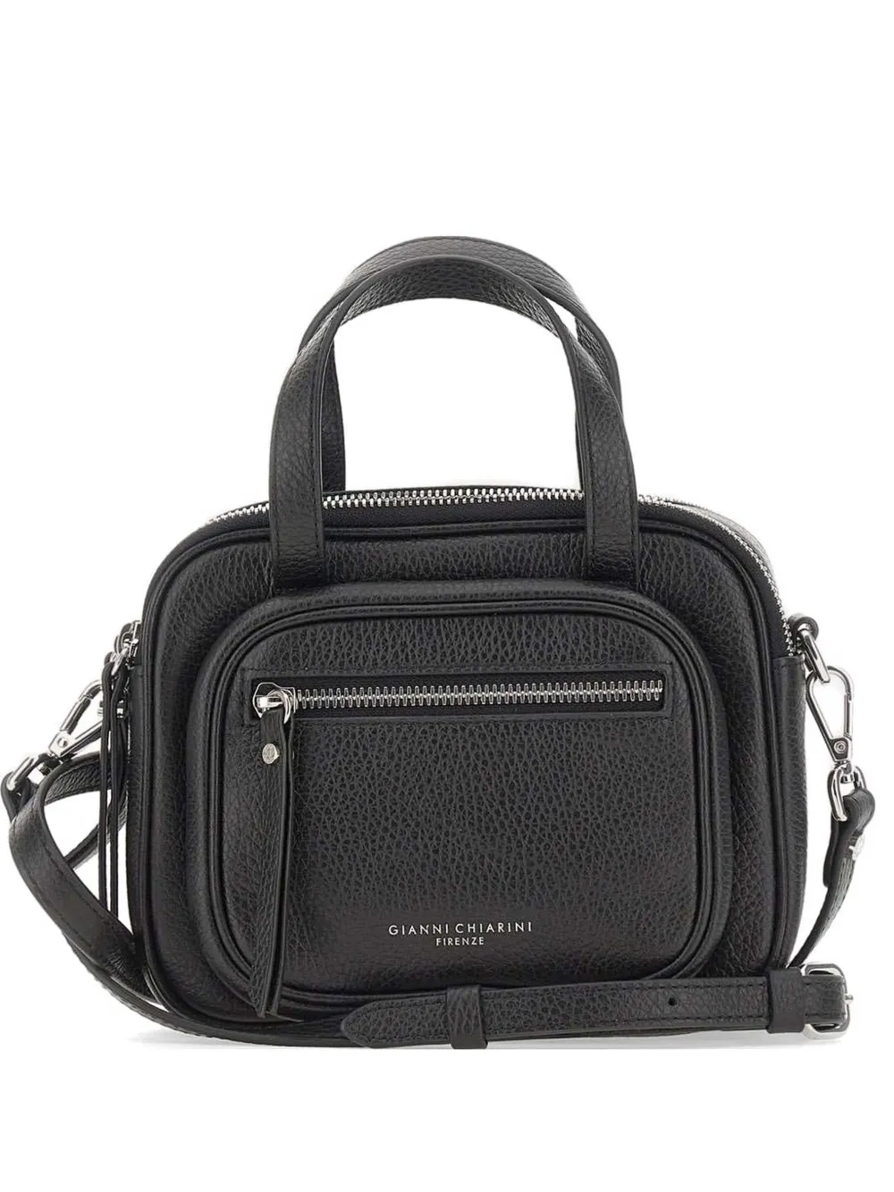 GIANNI CHIARINI Carré grained boxy leather mini bag - Nero