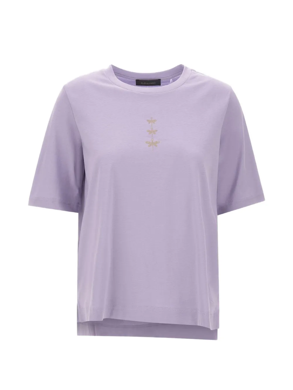 ELENA MIRO` dragonfly-appliqué cotton T-shirt - Viola