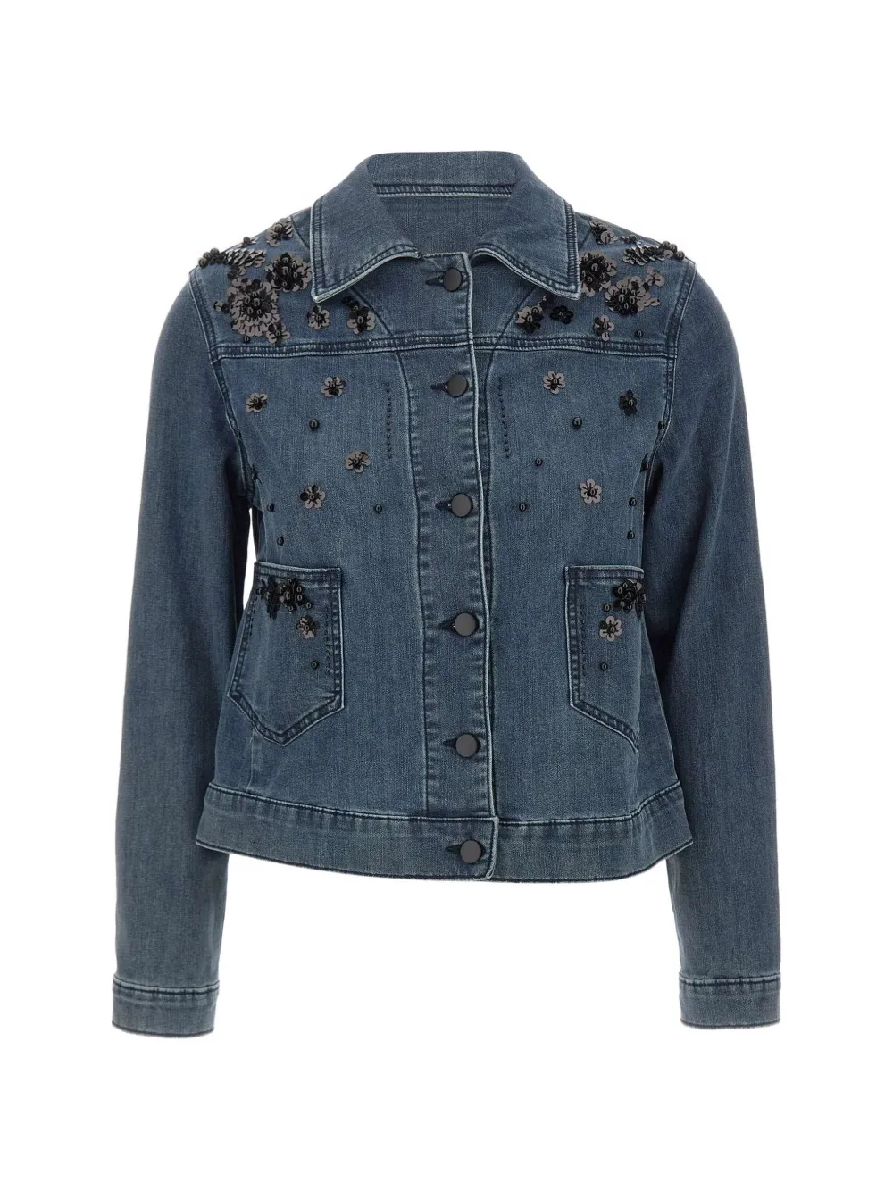 ELENA MIRO` sequin-embellished denim jacket - Blu