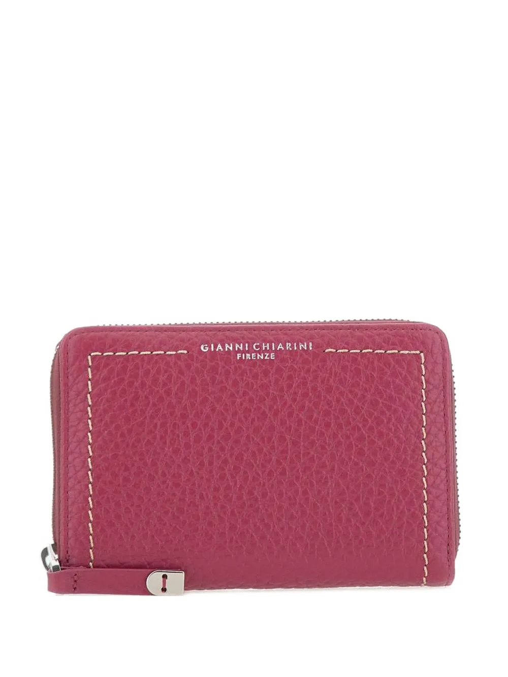 GIANNI CHIARINI zip stitching leather wallet - Rosa
