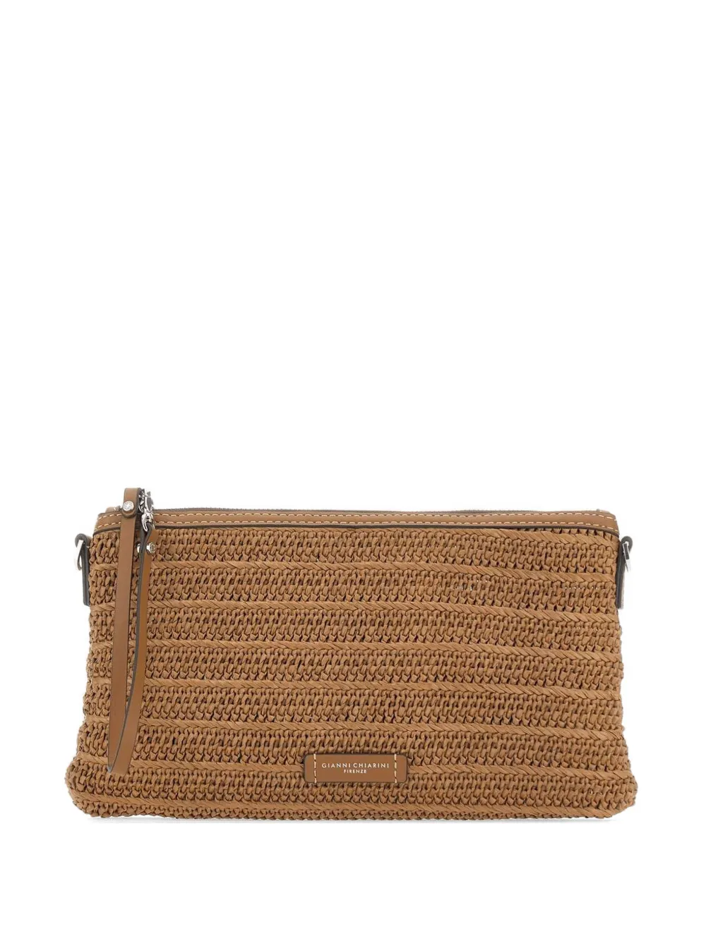 MARCELLA CLUB woven straw leather clutch bag - Toni neutri