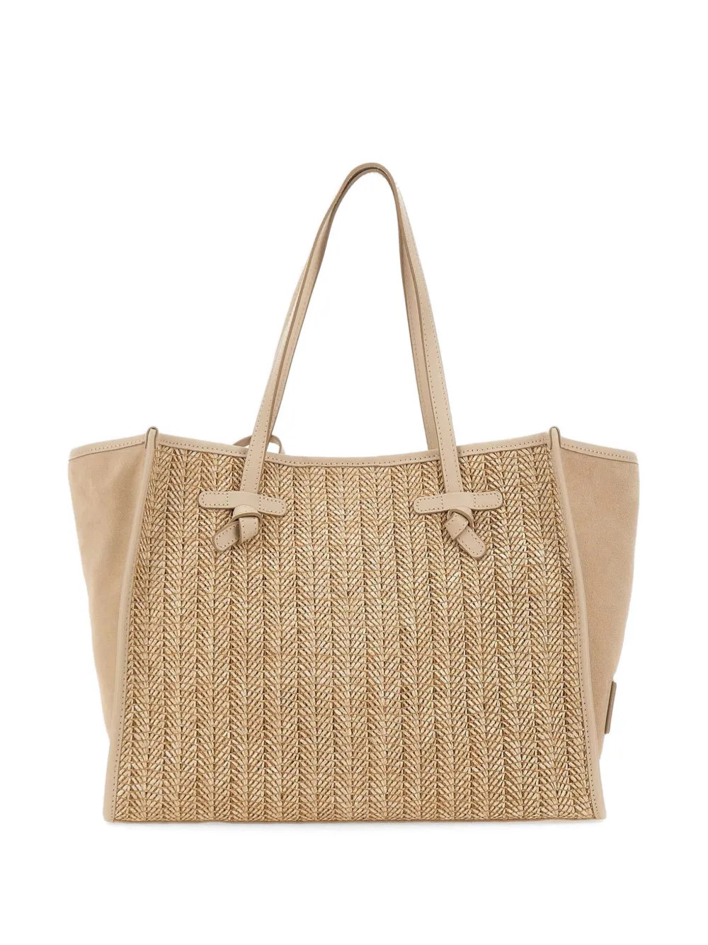  Marcella Club Raffia Suede Shoulder Bag - Neutrals 