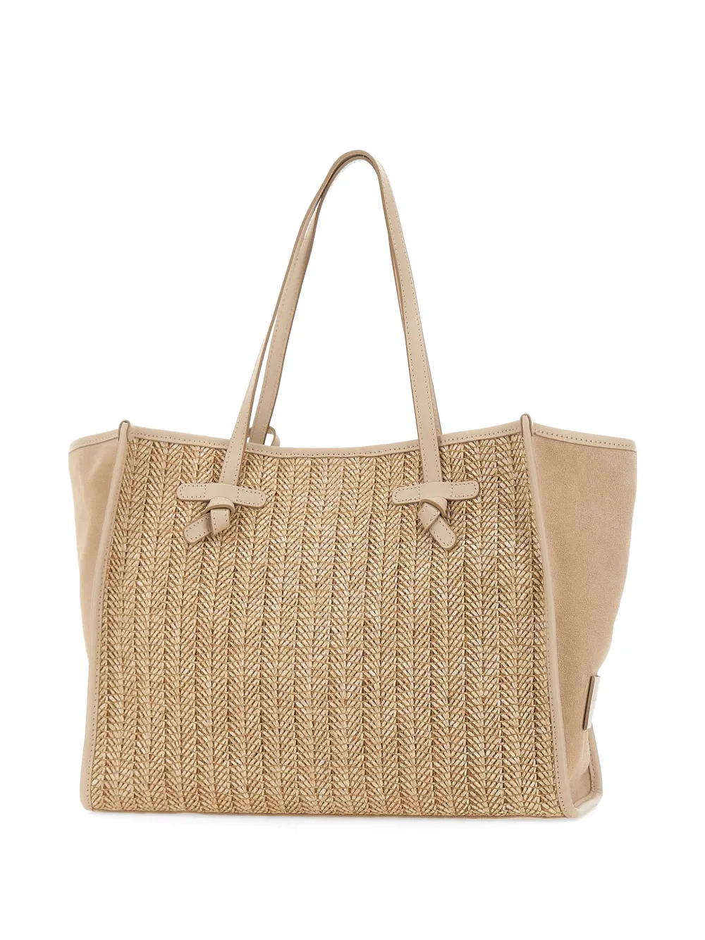  Marcella Club Raffia Suede Shoulder Bag - Neutrals 