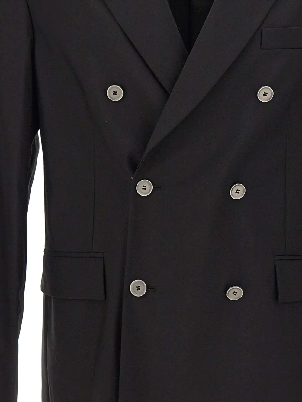 Paolo Pecora Blazer met dubbele rij knopen en klepzak Zwart