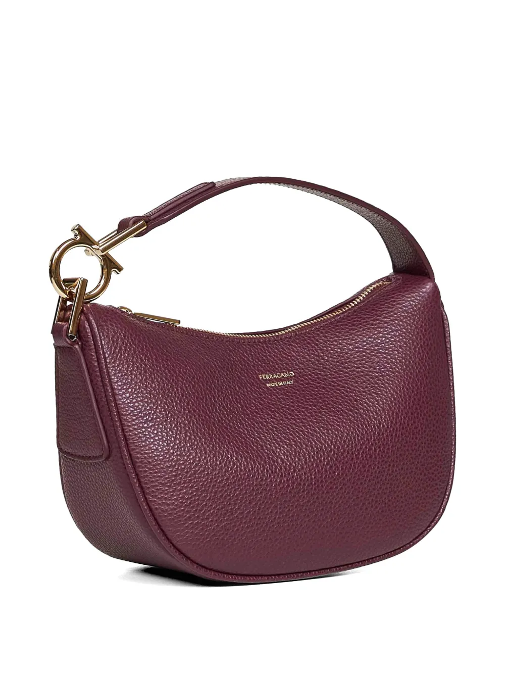 Ferragamo Mini leren schoudertas met gancini detail Paars