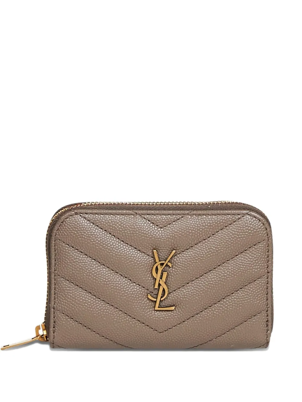Saint Laurent Cassandre chevron quilted logo wallet - Braun