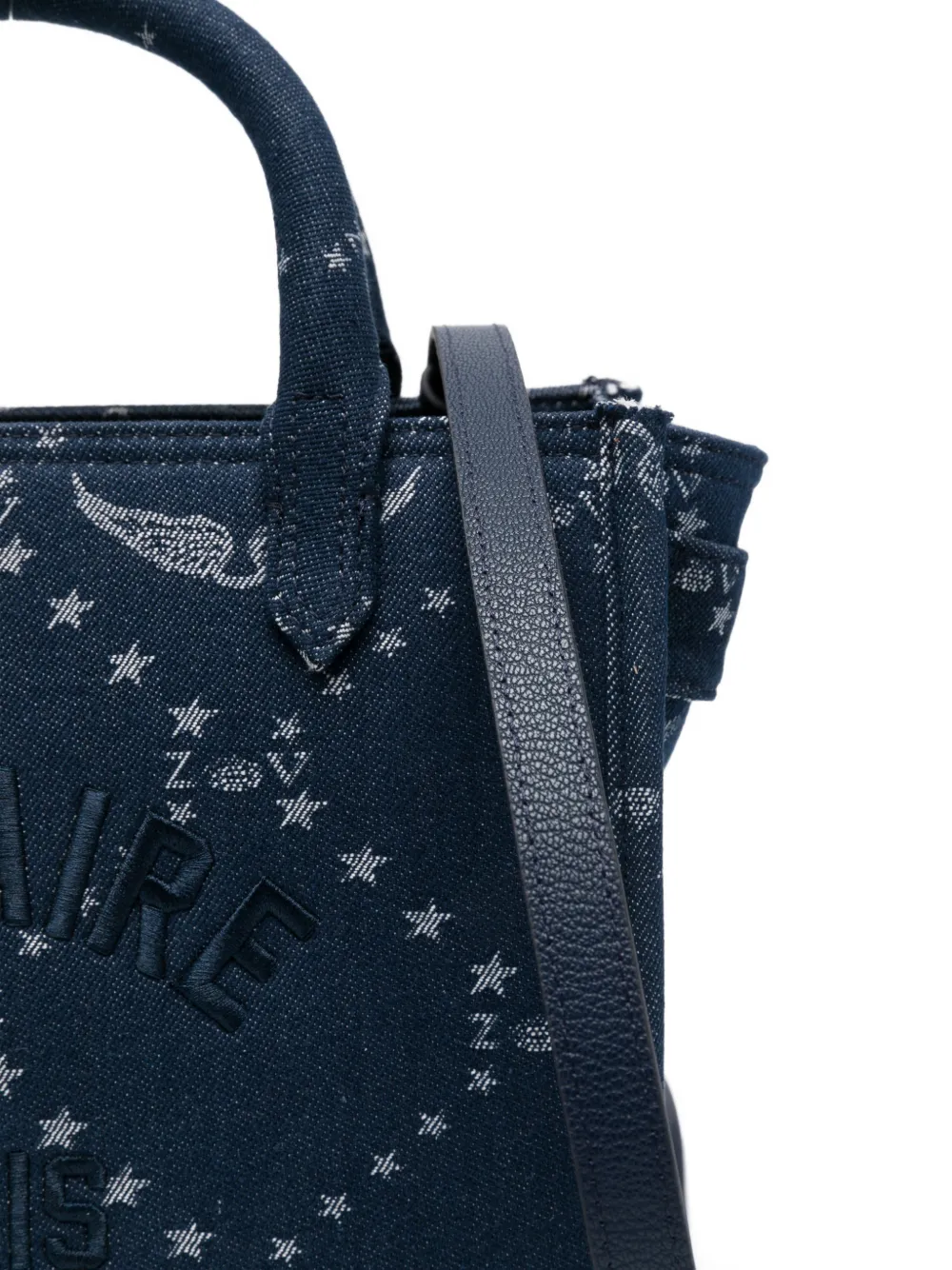 Zadig&Voltaire XS Angel denim shopper met sterprint Blauw