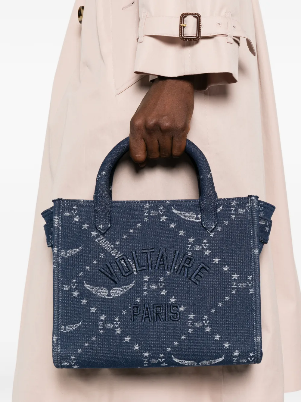 Zadig&Voltaire XS Angel denim shopper met sterprint Blauw