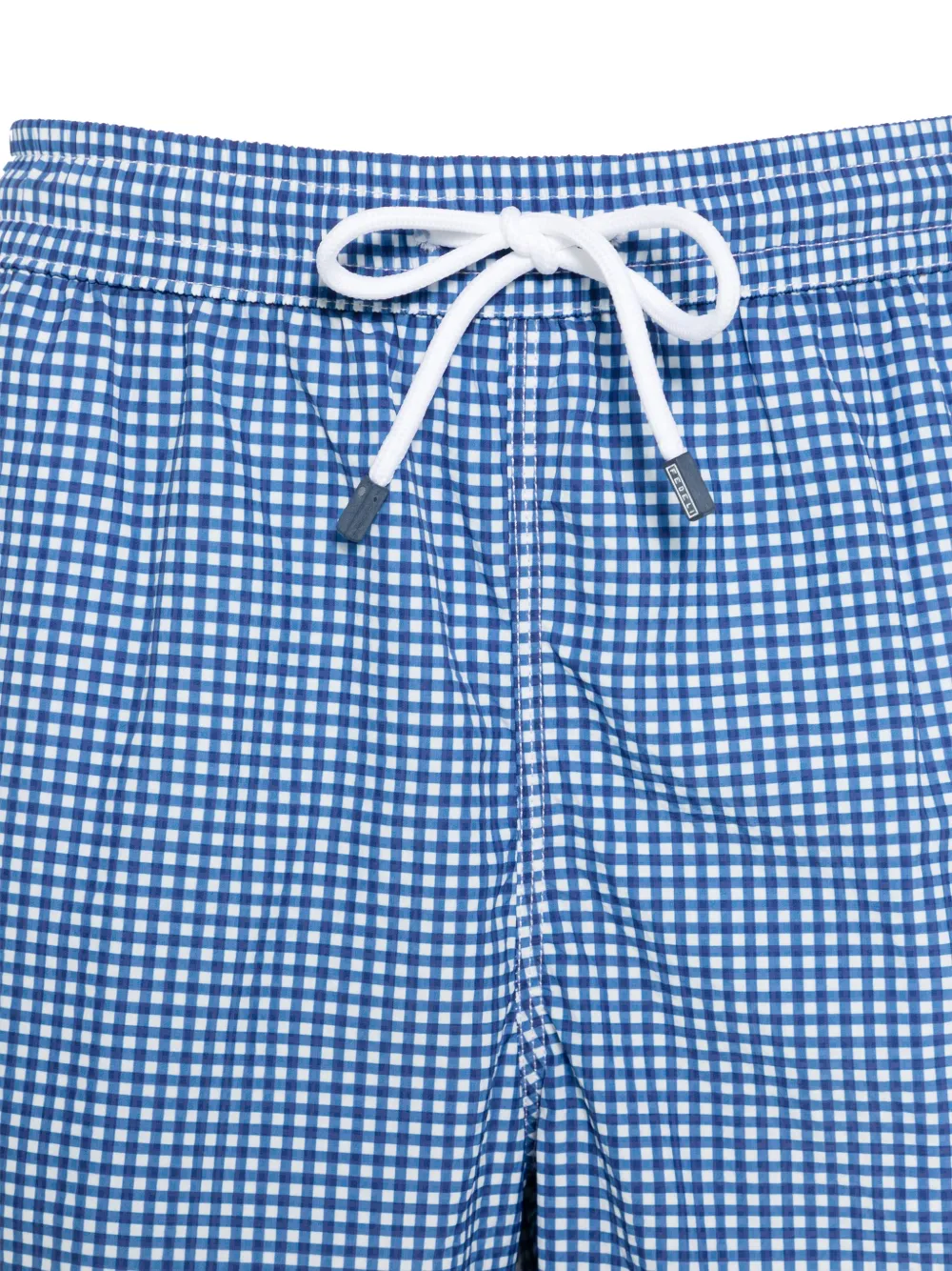  Fedeli Gingham Drawstring Swim Shorts - Blue 