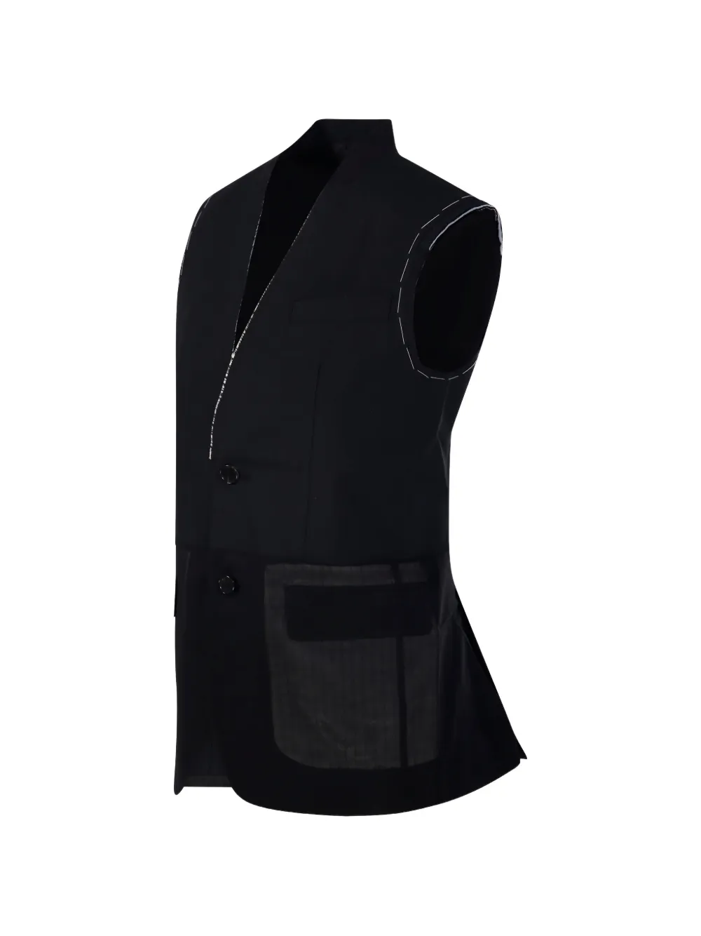  Re Code Button Flap Pocket Waistcoat - Black 