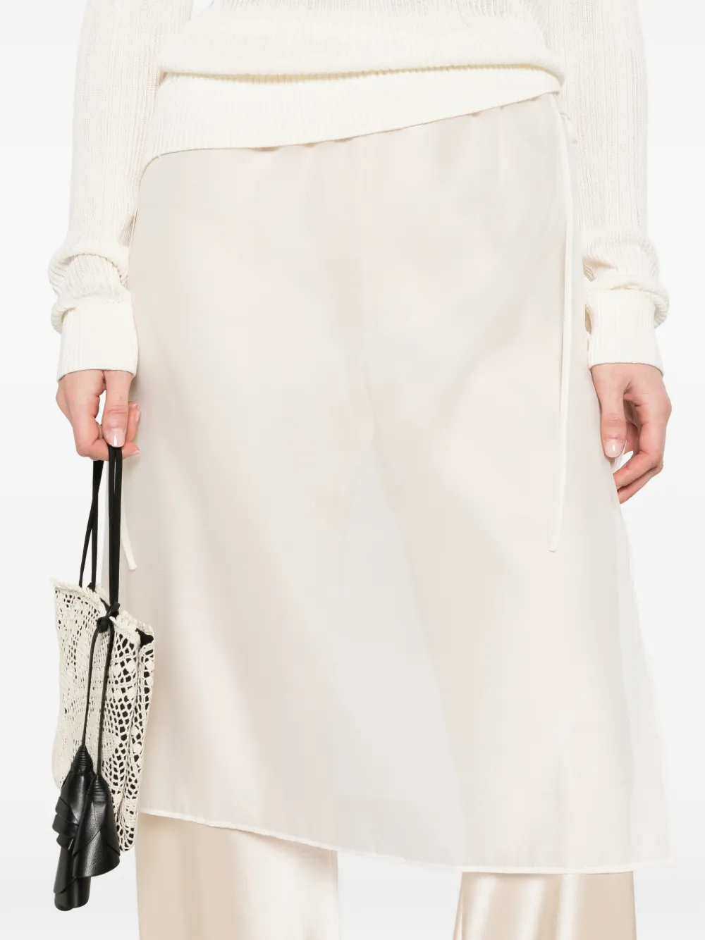 DUNST Midi-rok met trekkoord Beige