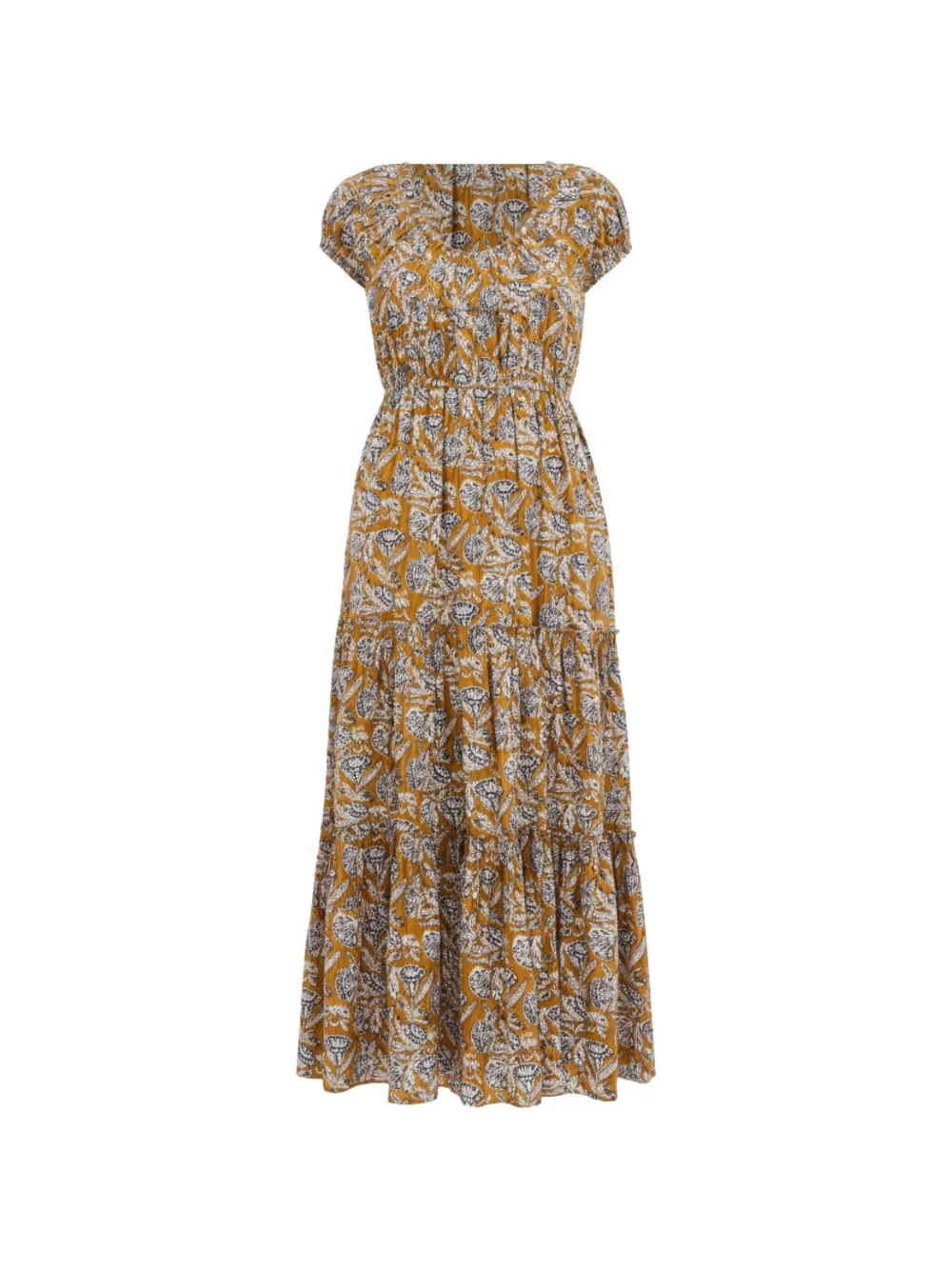 Ulla Johnson Alexi Midi floral-print tiered dress - Yellow