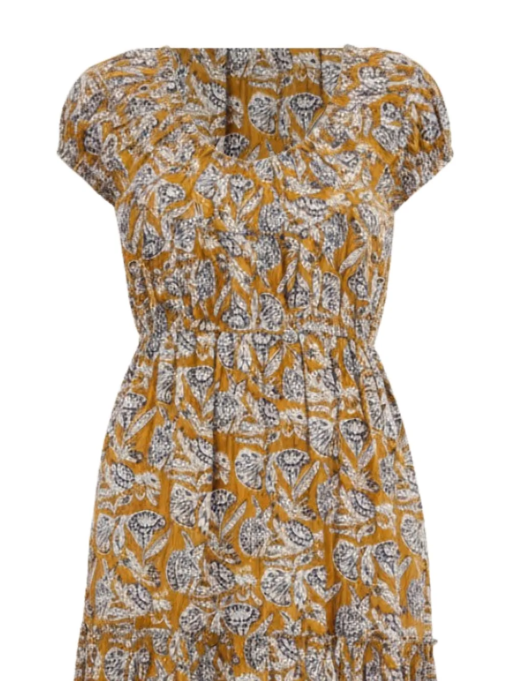 Ulla Johnson Alexi gelaagde midi-jurk met bloemenprint Geel