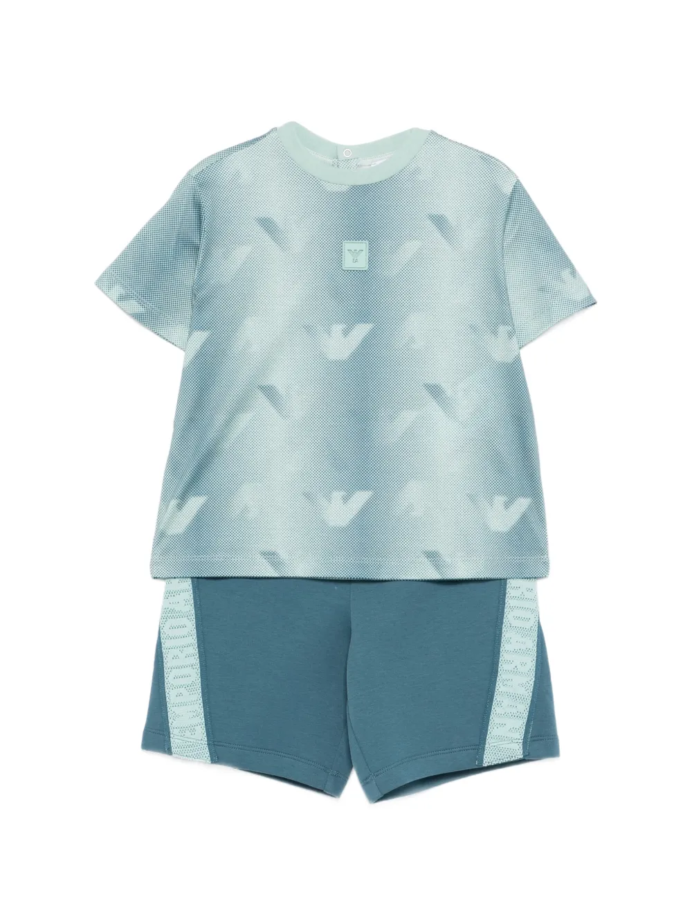 Emporio Armani Kids logo-pattern shorts set - Blue