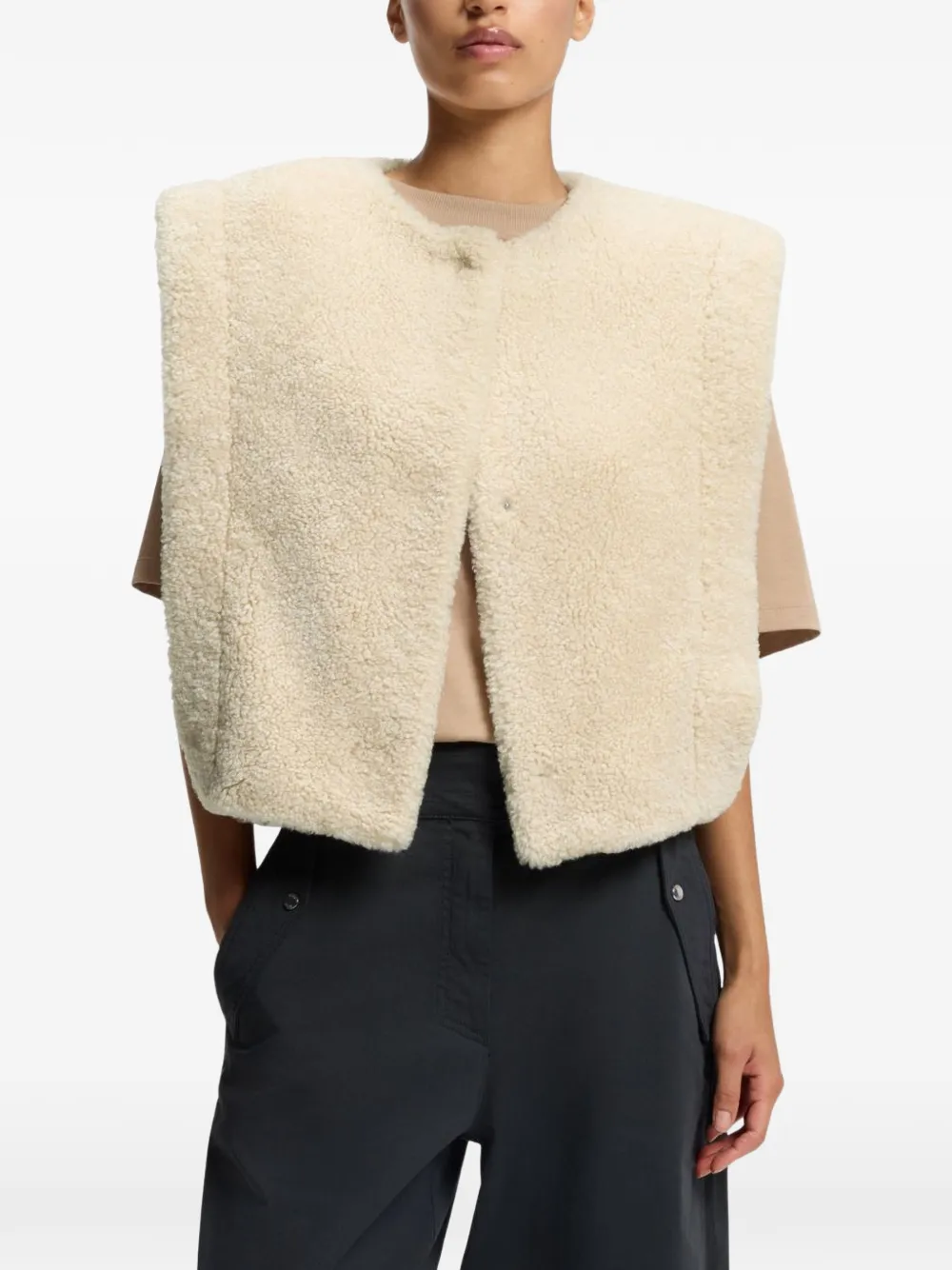 BOSS Plush teddy gilet Beige