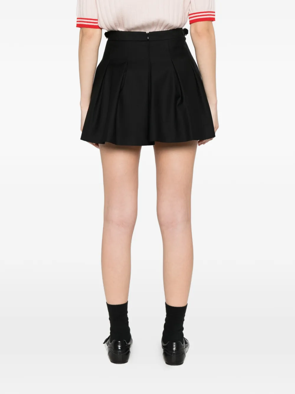 Buckle Pleated Mini Skirt