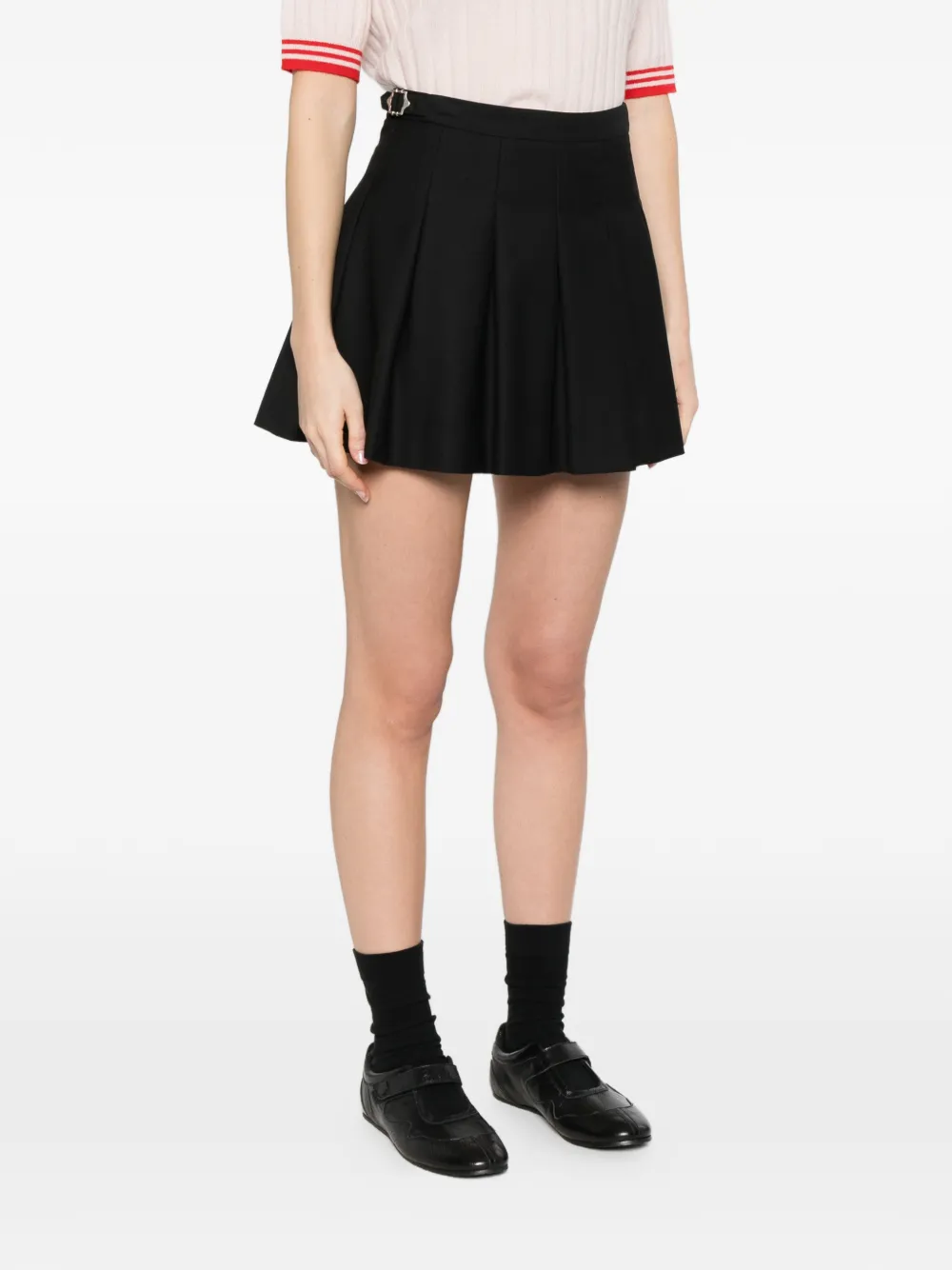 Buckle Pleated Mini Skirt