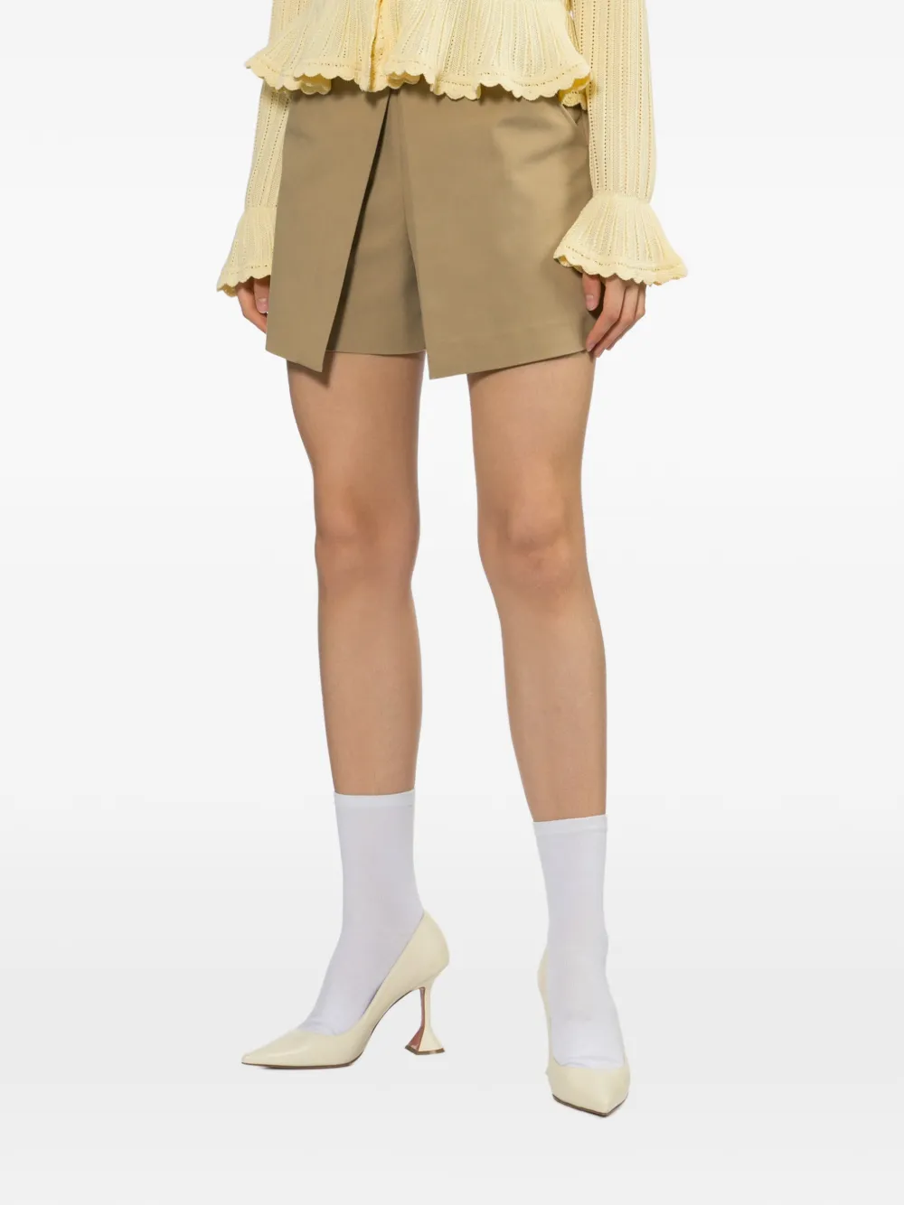 Self-Portrait Gaberdine skorts Beige