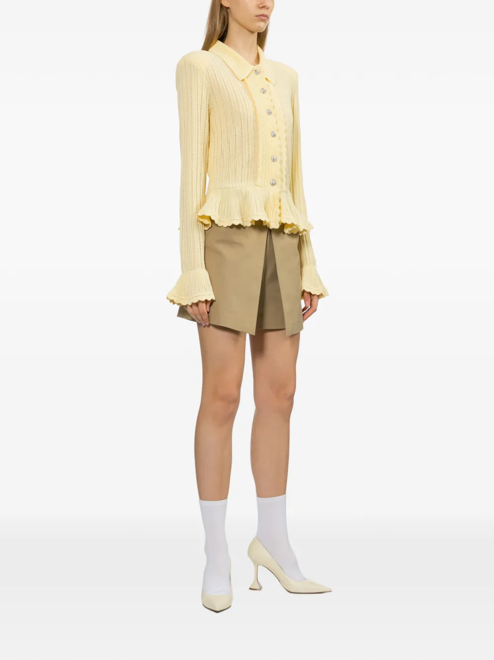 Self-Portrait Gaberdine skorts Beige