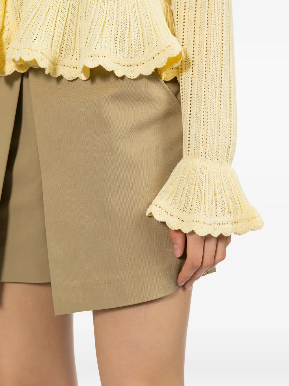 Self-Portrait Gaberdine skorts Beige