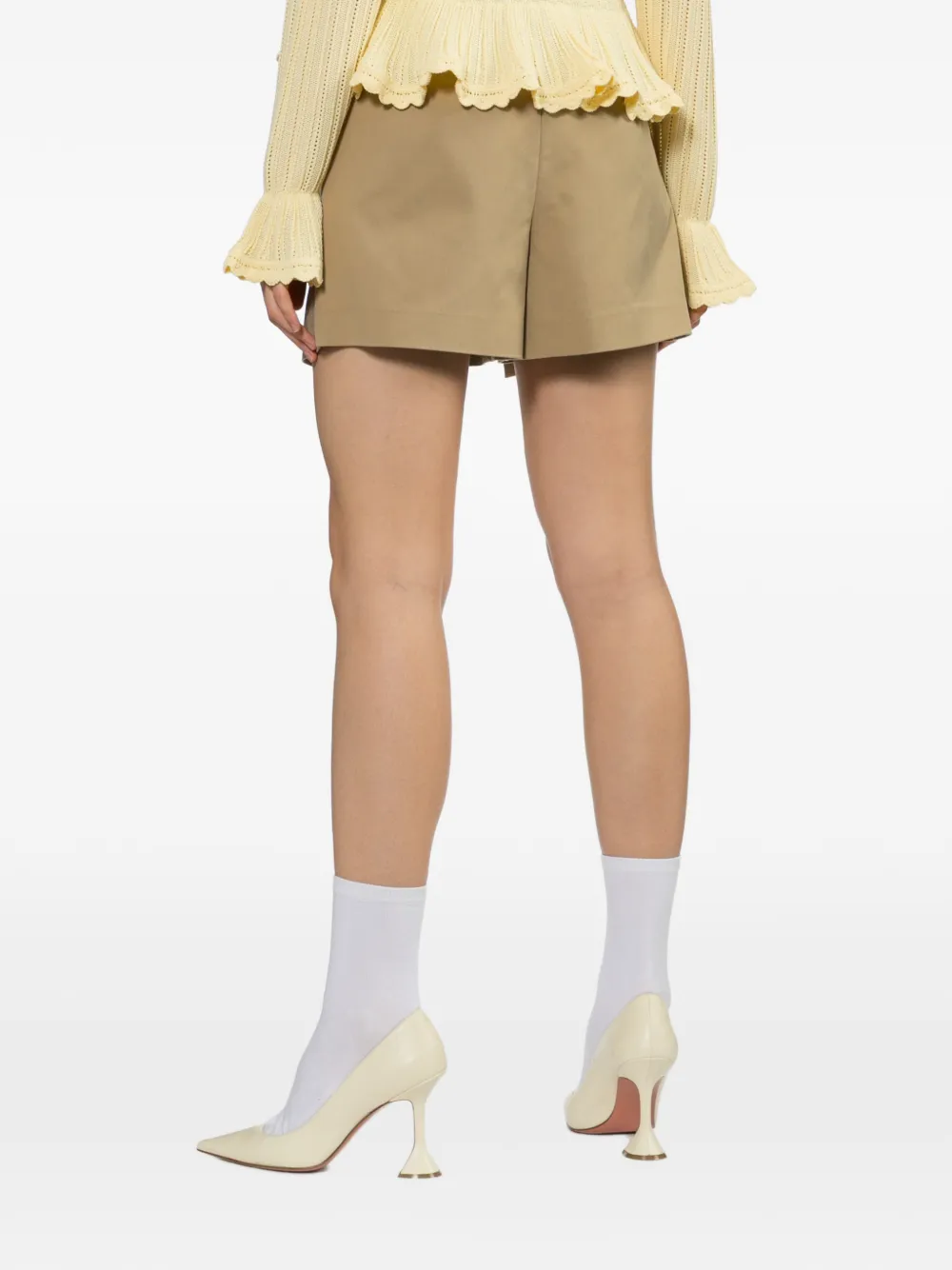Self-Portrait Gaberdine skorts Beige