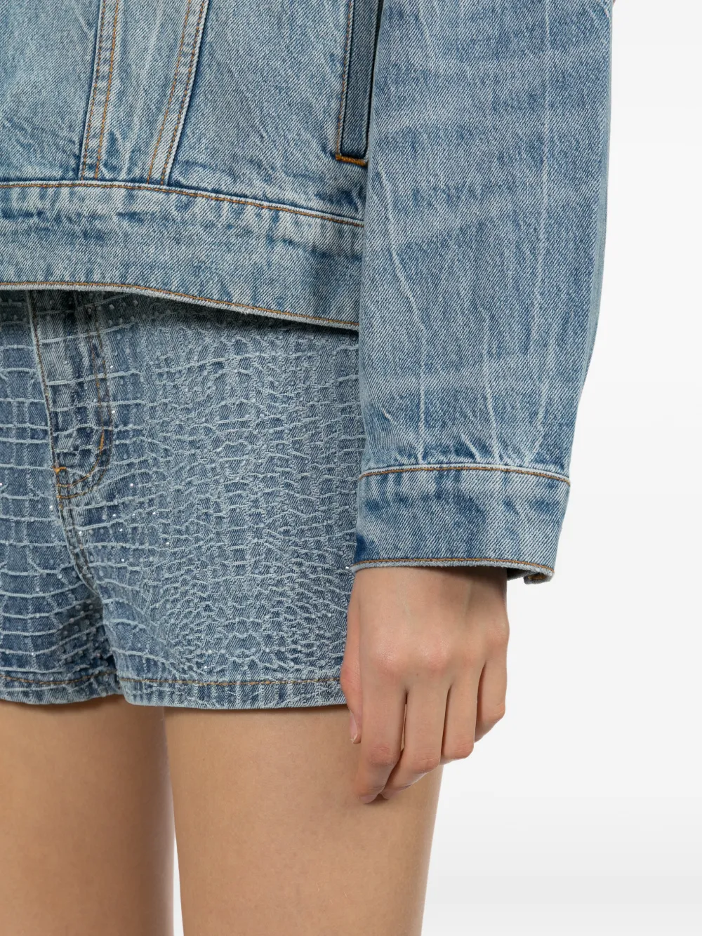 Self-Portrait Spijkershorts met stras Blauw