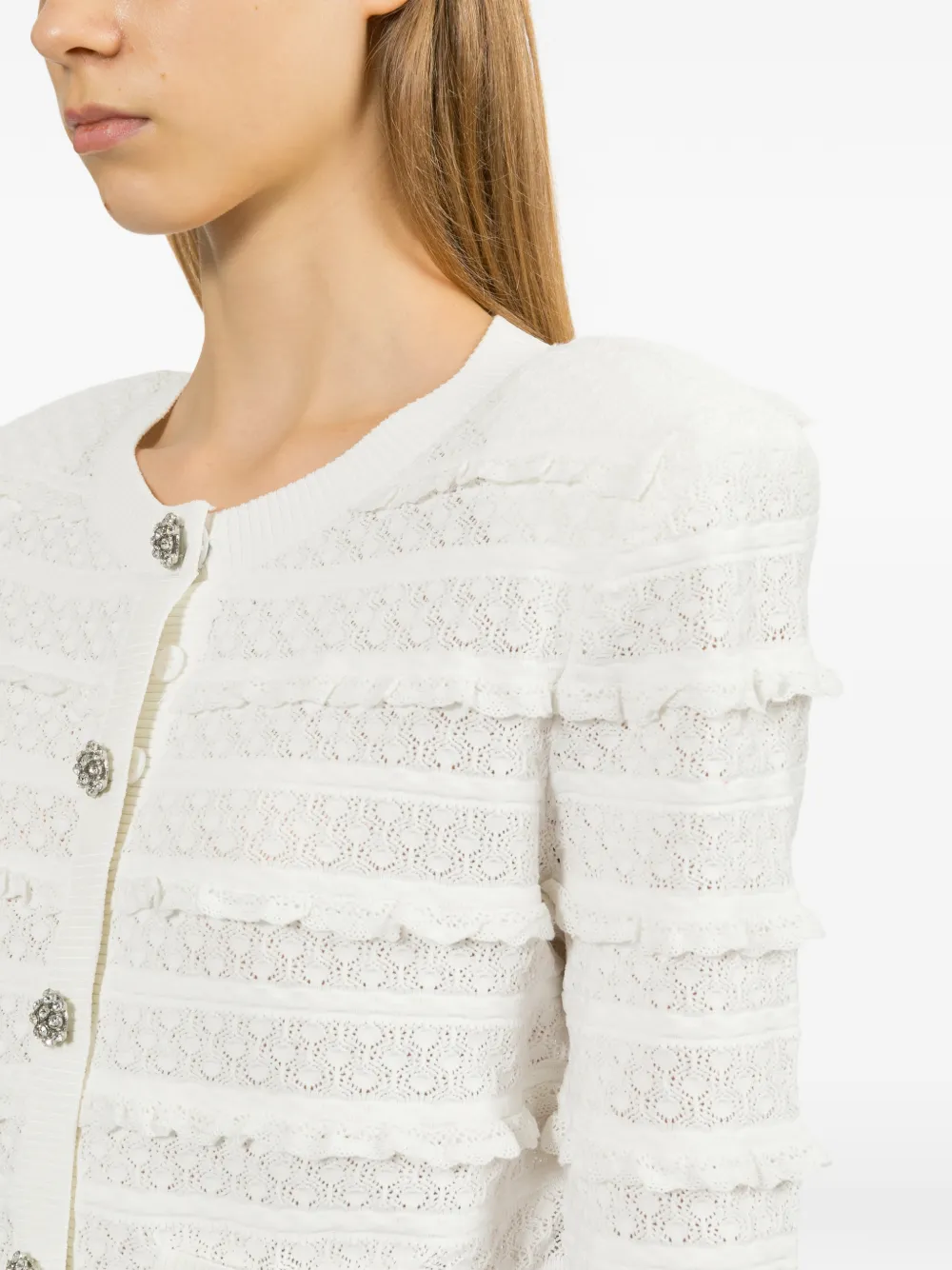 Self-Portrait Vest verfraaid met kristallen Wit