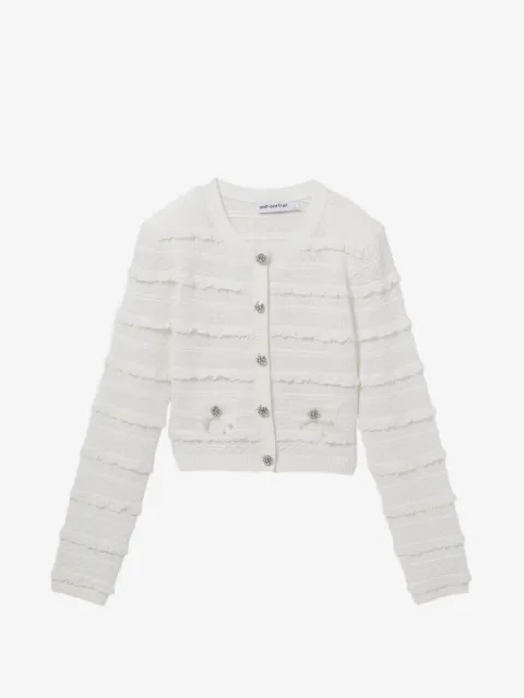 Self-Portrait crystal-embellished ruffled cardigan