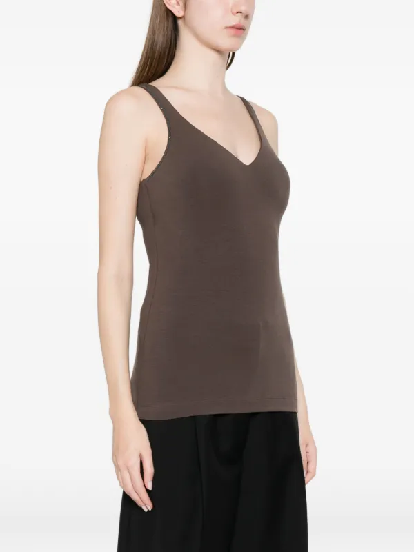 Brunello Cucinelli V-neck Strap Top | Brown | FARFETCH CA