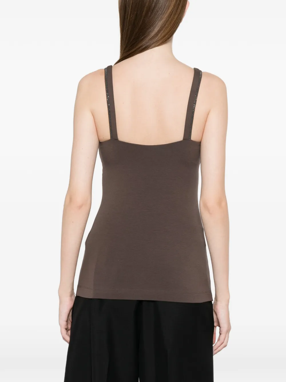 Brunello Cucinelli Top met V-hals en bandje Bruin
