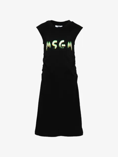 MSGM Kids logo-detail ruched dress