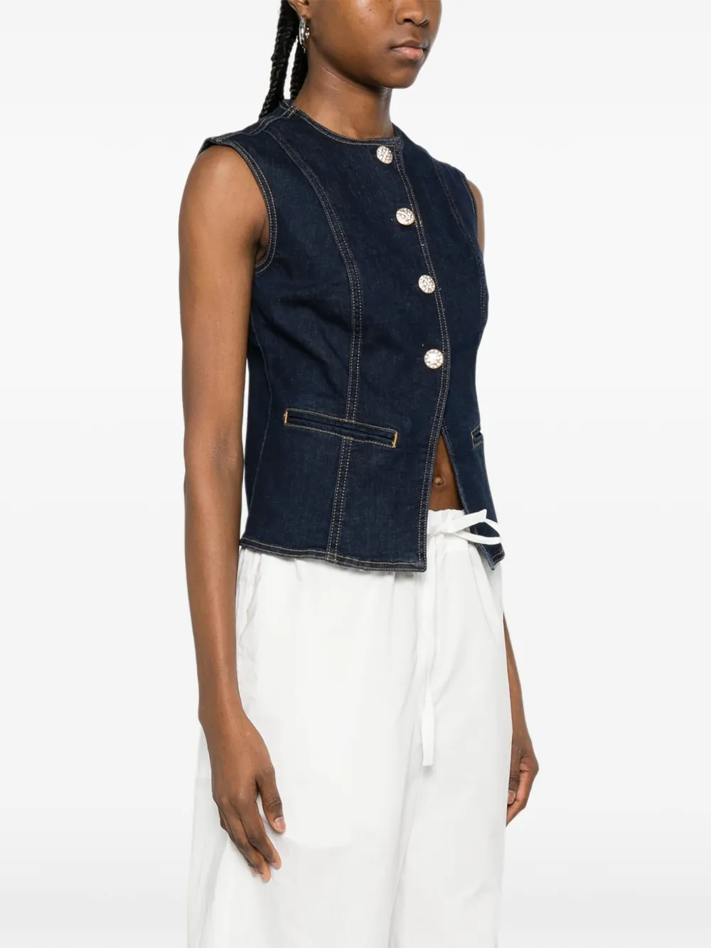  Liu Jo Buttoned Gilet - Blue 
