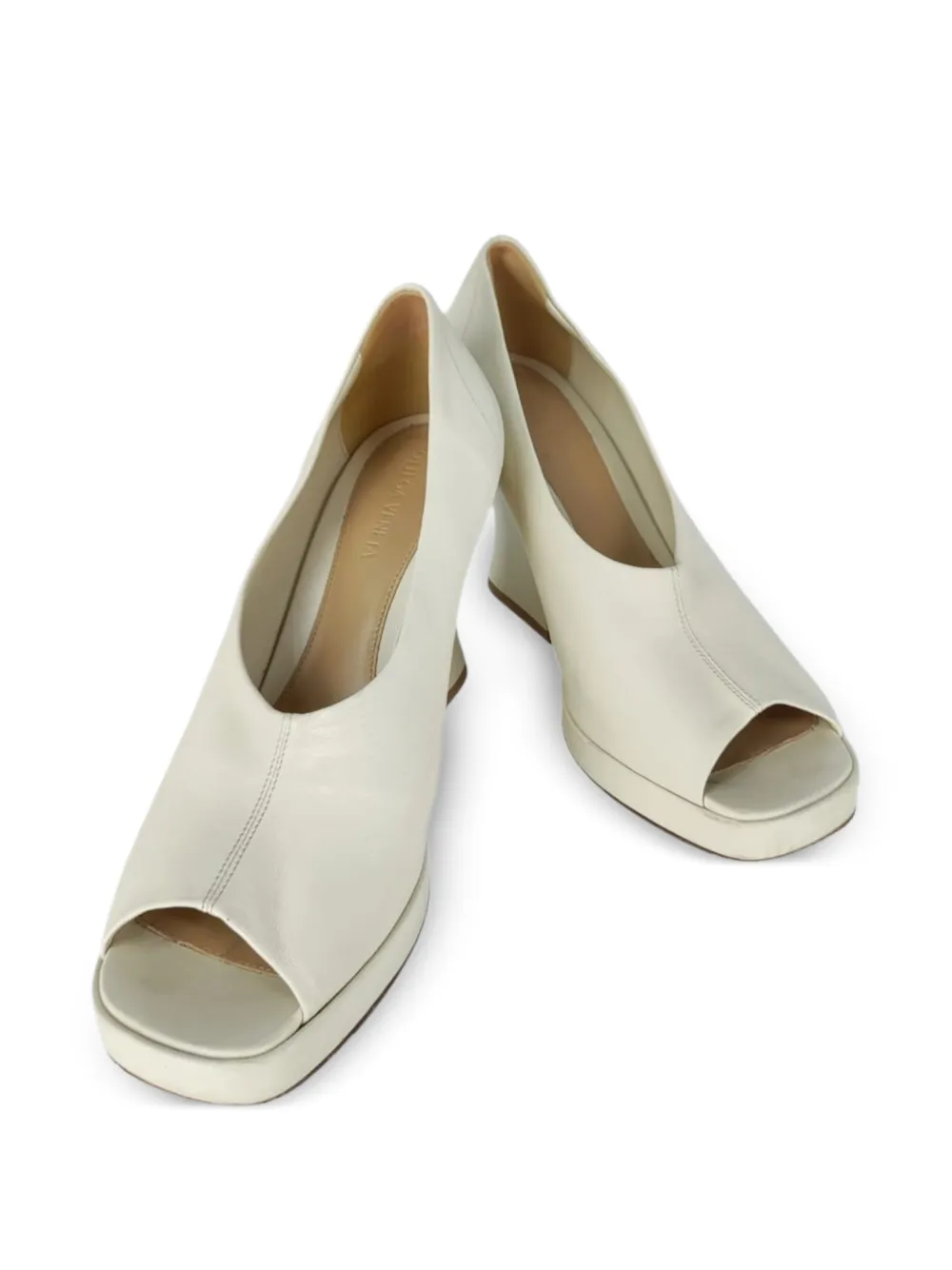 Peep-Toe Leather Pumps