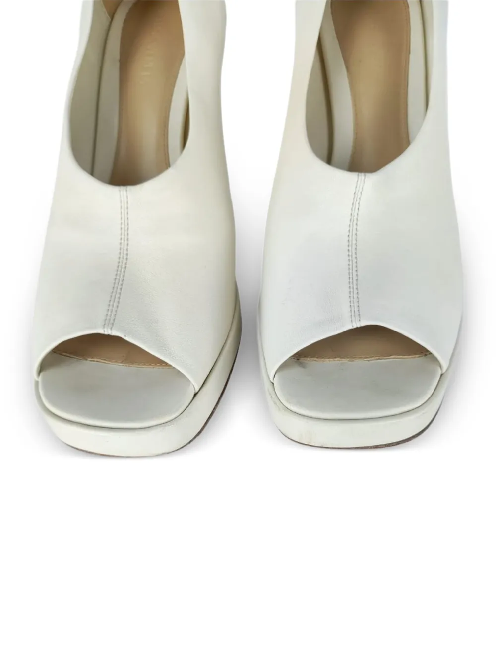Peep-Toe Leather Pumps