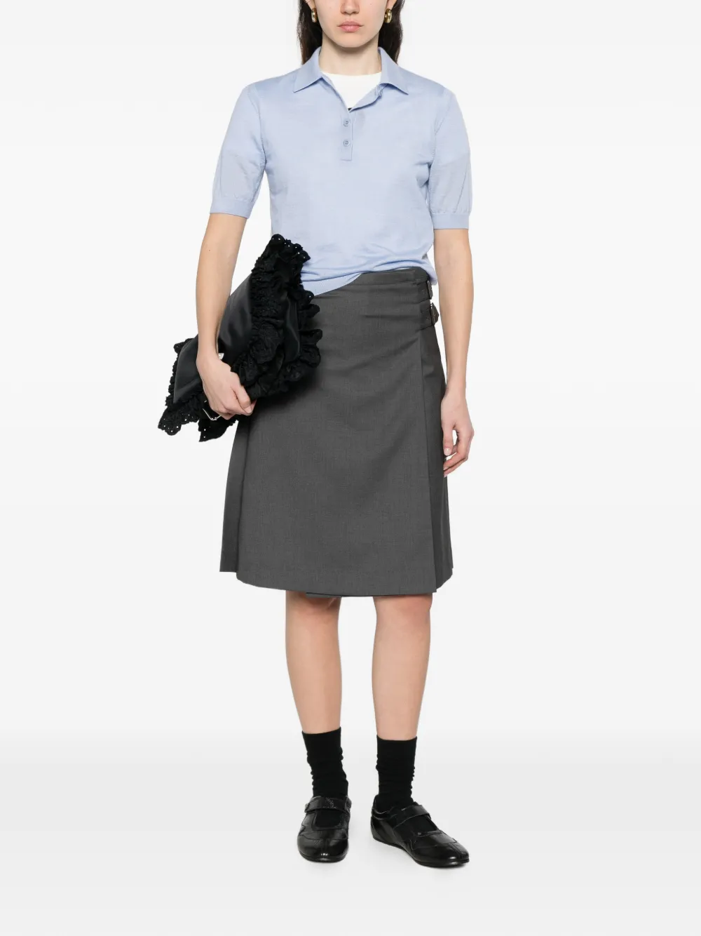  Dunst Buckle A-line Midi Skirt - Grey 