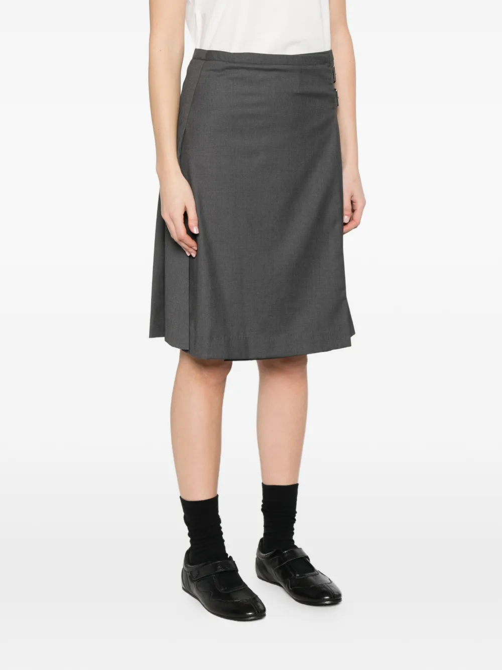  Dunst Buckle A-line Midi Skirt - Grey 