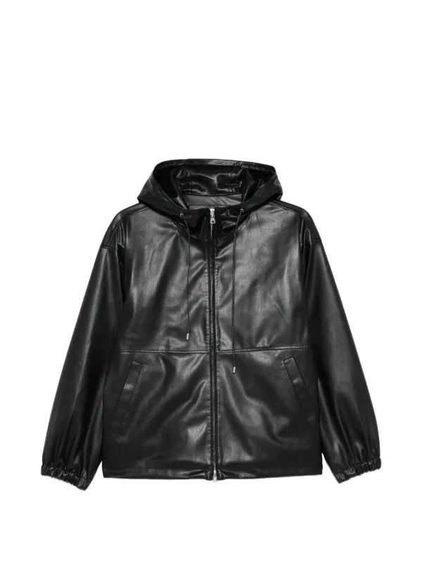 Dunst ファー付き黒レザージャケット DUNST フーデッド ジップジャケット | ブラック | FARFETCH JP