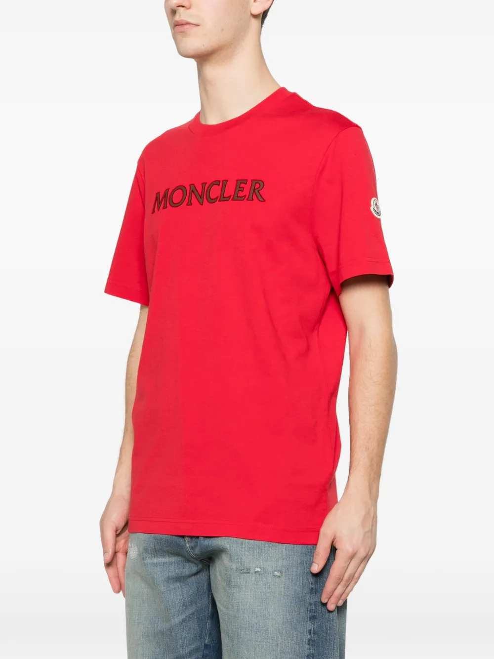 Moncler T-shirt met logodetail Rood