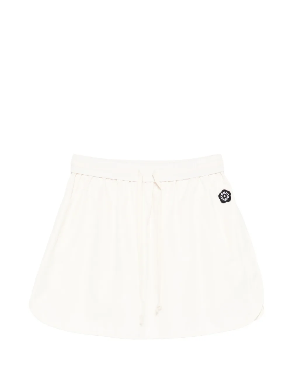 Kenzo - logo-patch drawstring mini skirt - dames - Polyester/katoen/Viscose