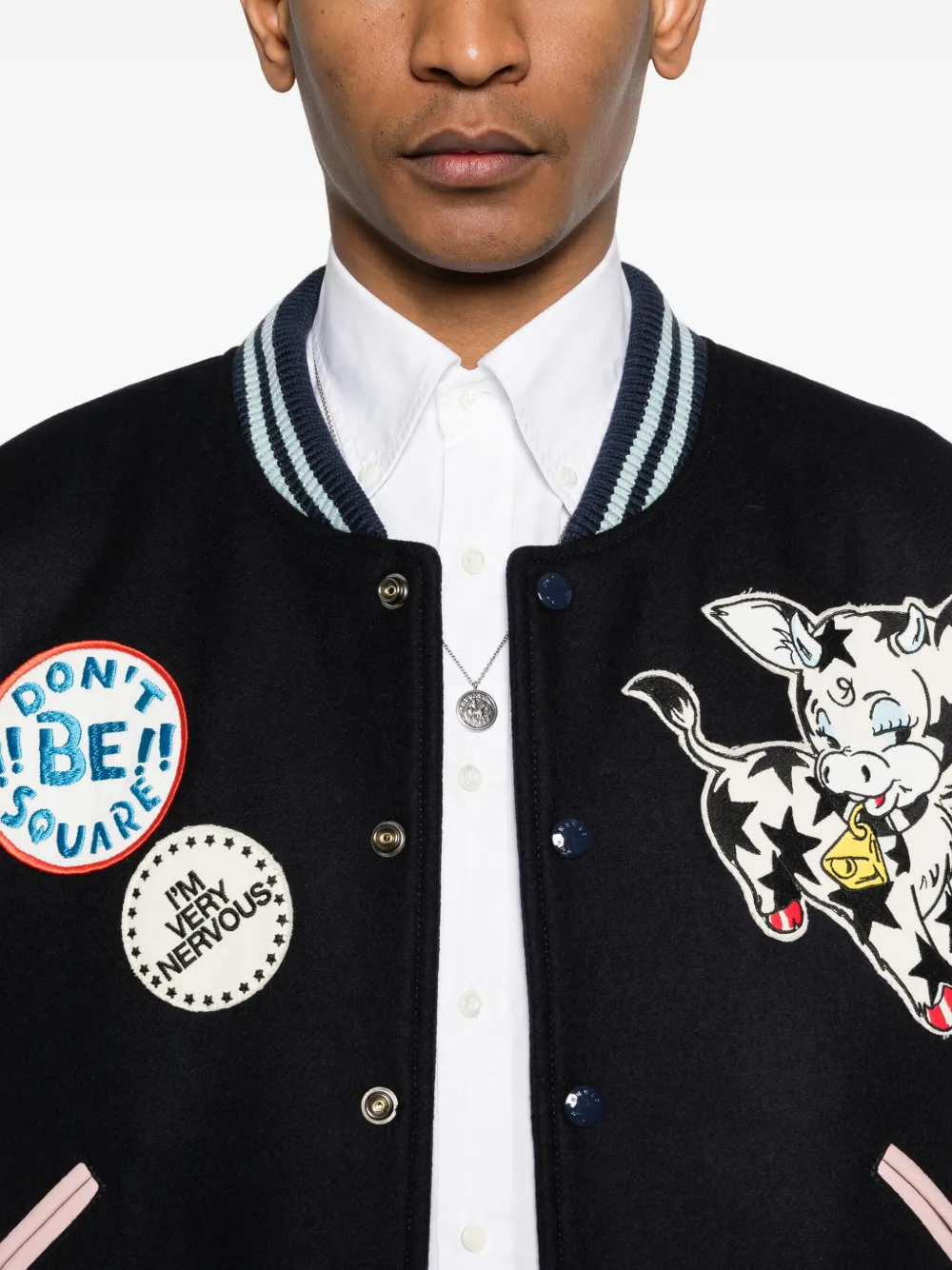 Kenzo Bomberjack met geborduurde badges Blauw