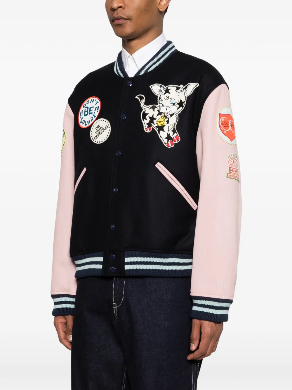 Kenzo Bomberjack met geborduurde badges Blauw