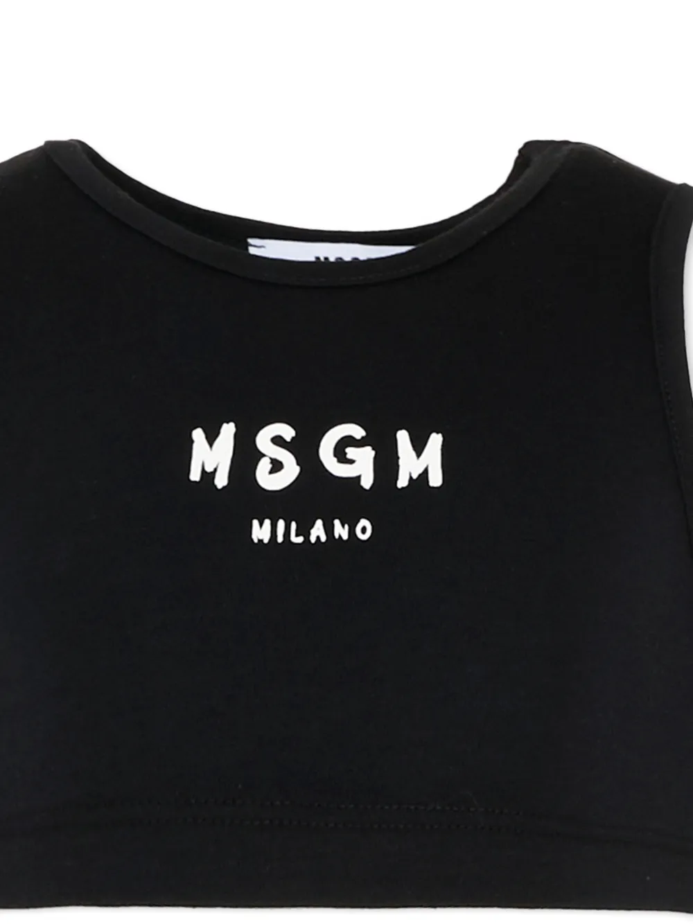  Msgm Kids Logo Crop Sleevless T-shirt - Black 