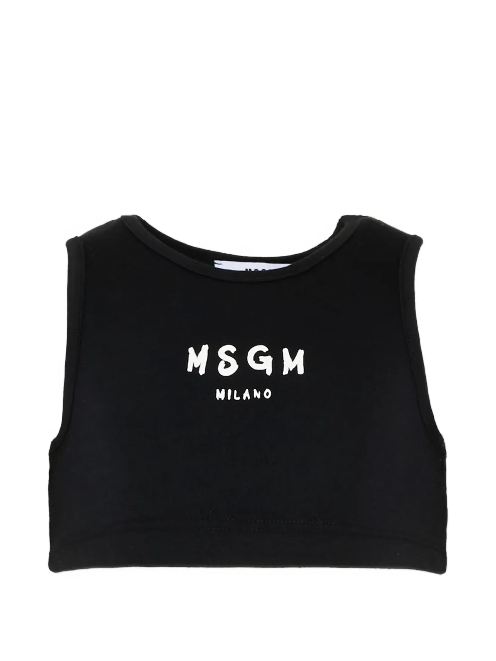 MSGM Kids logo crop sleevless t-shirt - Nero