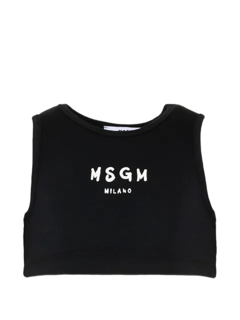 MSGM Kids logo crop sleevless t-shirt